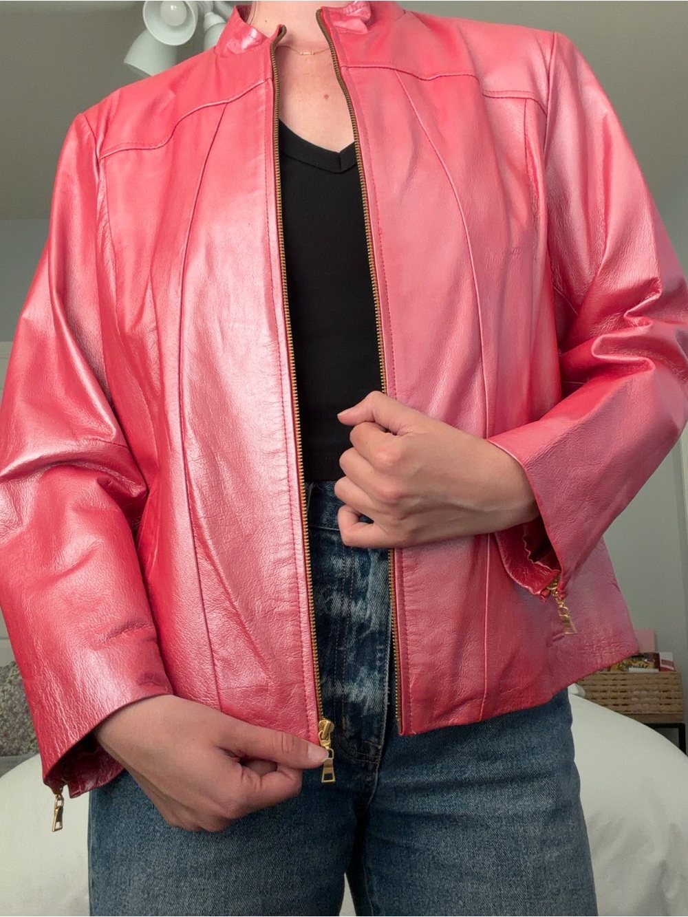Vintage Pink Leather Jacket